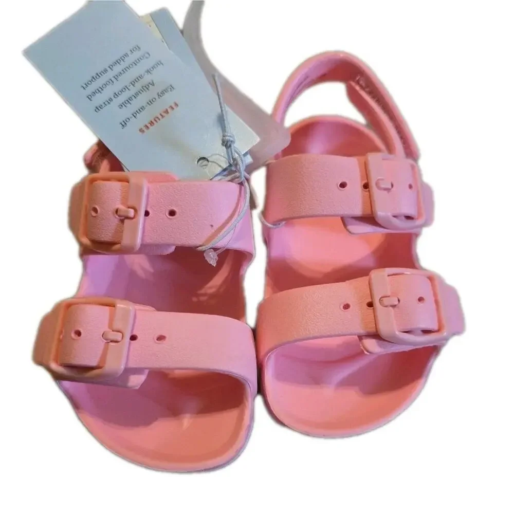 NWT Rainbow Toddler Sandals Easy Straps Pink Size 5 Cat & Jack